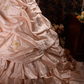 Elegant Pink Strapless Ruffled Tiered Gold Beaded Embroidery Sweet 16 Quinceanera Ball Gown DP7411