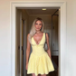 Vintage Cute A-Line Homecoming Dress V-neck Party Dress Short Cocktail Dress, DP6610