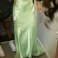 Light Green Spaghetti Straps V Neck Long Party Dress Evening Gown, DP3818