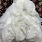 Vintage-Inspired 3D Floral Ruffles & Lace Bodice Wedding Dress Strapless High-Low Bridal Gown DP7068