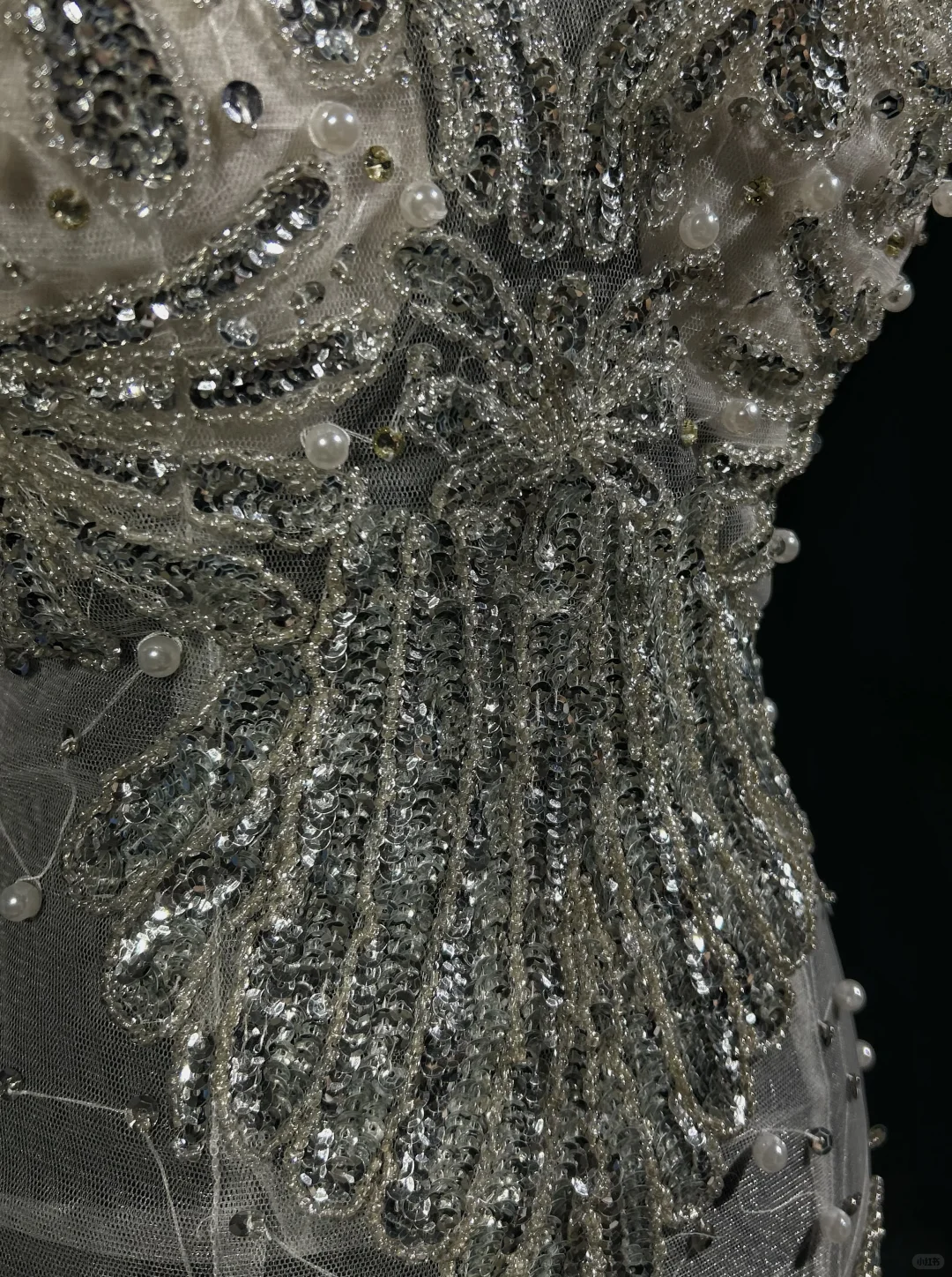 Vintage Silver Beaded Spaghetti Strap Prom Dress Romantic Mermaid Tulle Train Evening Gown DP7117