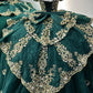 Elegant Emerald Green Off-Shoulder Gold Embroidered Applique Glitter Tulle Quinceanera Ball Gown DP7233
