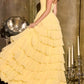 Luxury Beaded Sweetheart Layered Ruffle Strapless Asymmetrical Hem Evening Dress DP8173