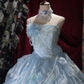 Glamorous Light Blue Spaghetti Strap Tiered Ruffles Ball Gown DP8344