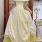 Elegant Yellow Eyelet Off-Shoulder Prom Dress DP7948