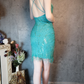 Vintage Blue-green Spaghetti Strap Sparkling Beaded Tassel Design Sheath Short Homecoming Dress DP6055