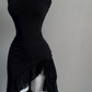 Black Sleeveless Sheath Formal Party Dress Midi Cocktail Dress, DP3272