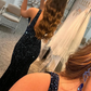 Black Beading Deep V-neck Mermaid Prom Dress,DP382
