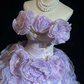 Robe de bal élégante lilas sans bretelles, à volants superposés et applications florales, coupe trapèze, pour quinceañera DP7109