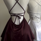 Wine Red A-Line Satin Short Party Dress Homecoming Dress, DP3273