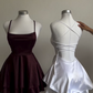 Wine Red A-Line Satin Short Party Dress Homecoming Dress, DP3273