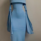 Dusty Blue Off Shoulder Mermaid Long Party Dress For Woman, DP3158