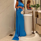 Royal Blue Halter Mermaid Sexy Long Evening Party Dress, DP3740