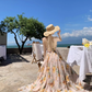 Robe trapèze sans manches à col en V et motif floral, élégante, idéale pour les vacances à la plage, DP6257