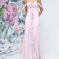 Elegant Off-the-Shoulder Spaghetti Strap 3D Floral Chiffon Neck Scarf Prom Dress DP8461