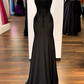 Elegant Black Beading Mermaid Long Formal Evening Party Dress DP3877