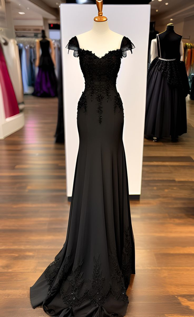 Elegant Black Beading Mermaid Long Formal Evening Party Dress DP3877