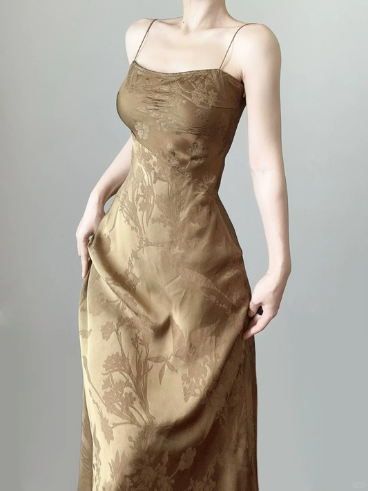 Elegant Spaghetti Straps Sheath Jacquard Long Party Dress Sexy Evening Dress, DP5366