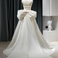 White Strapless A-Line Satin Light Wedding Dress Long Evening Gown, DP3480