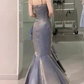 Elegant Spaghetti Straps Mermaid Ruffles Long party Dress, DP2574