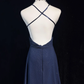 Marineblaues A-Linien-Partykleid mit Trägern, langes formelles Partykleid, elegantes Abendkleid, DP5325
