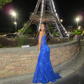 Royal Blue Straps V Neck Mermaid Black Girl Formal Prom Dress, DP2593