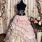Vintage Pink Lace Strapless Tiered Sweet 16 Quinceanera A-Line Evening Dress Ball Gown DP6280