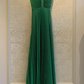 Green Straps A-Line Pleated Evening Gown Long Party Dress, DP3672