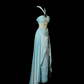 Blue Halter Neck A-Line Chiffon Vintage Long Party Dress Formal Prom Dress, DP5408
