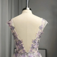 Charming V Neck Backless A-Line Flowers Appliques Formal Party Dress, DP2478