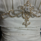 White Strapless A-Line Satin Beading Vintage Long Party Dress Bridal Dress, DP4883