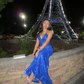 Royal Blue Straps V Neck Mermaid Black Girl Formal Prom Dress, DP2593