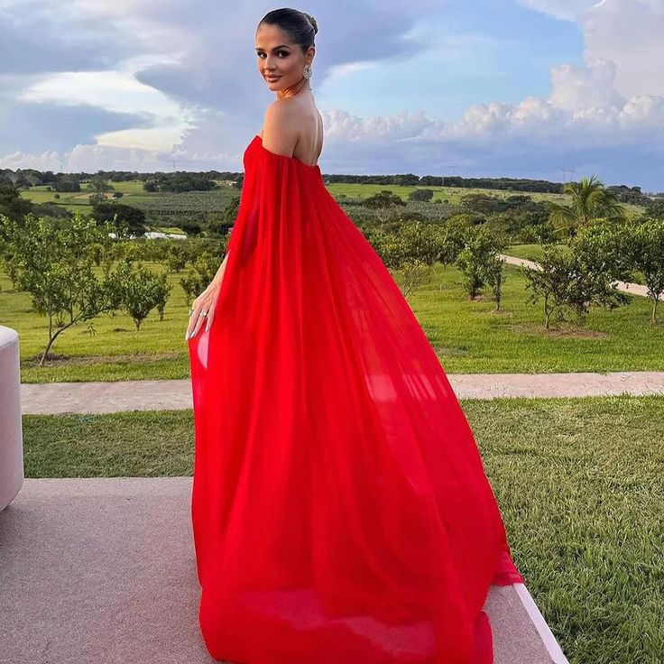 Red Off Shoulder A-Line Long Formal Prom Dress Evening Gown, DP3440