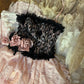 Vintage Pink Lace Strapless Tiered Sweet 16 Quinceanera A-Line Evening Dress Ball Gown DP6280