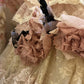 Vintage Pink Lace Strapless Tiered Sweet 16 Quinceanera A-Line Evening Dress Ball Gown DP6280