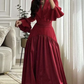 Charming Red Long Sleeves A-Line Formal Long Prom Dress, DP3446