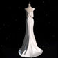 Elegant One-Shoulder Satin Mermaid Wedding Dress Draped Bridal Gown DP7049