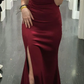 Burgundy Spaghetti Straps Mermaid Long Prom Dress Evening Gown, DP3517