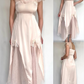 Light Pink A-Line Satin Girly Long Party Dress Birthday Outfits, DP3159