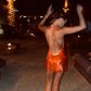Orange Sequins Evening Dress Halter Backless Homecoming Dress, DP2304