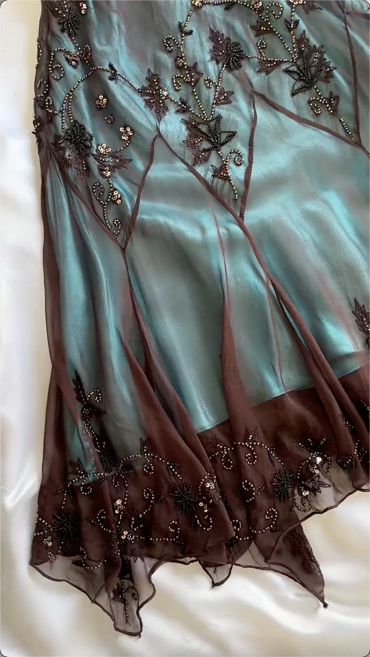 Robe de bal vintage vert foncé brodée de perles, fourreau, col en V, robe de soirée formelle DP6672