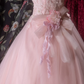 Elegant Pink Off-the-Shoulder Ball Gown Beaded Lace & Tulle Floral Bow Sash Prom Dress DP8352