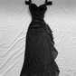 Royal Blue Straps Off Shoulder Ruffle Chiffon Vintage Long Prom Dress DP3856
