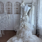 Gorgeous Strapless Lace Mermaid Wedding Dress Ruffled Tulle Floral Applique Bridal Gown DP8295