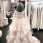 Romantic Strapless Sweetheart Tiered Ruffle Tulle Beaded Wedding Dress DP8614
