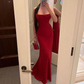 Sexy Red Strapless Mermaid Long Party Dress Birthday Outfits, DP3737