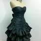 Black Vintage Short Party Dress Strapless Ruffles Homecoming Dress , DP2584