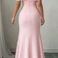 Elegant Pink Asymmetric Off-the-Shoulder Mermaid Floral Mesh Slit Evening Gown DP8583
