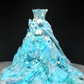 Robe de bal glamour turquoise sans bretelles, ornée d'appliqués floraux 3D et de volants en tulle, idéale pour les 16 ans (Quinceañera) DP7271
