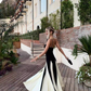 Vintage Black and White A-Line Prom Dress Spaghetti Strap Evening Dress Long Formal Dress, DP6608